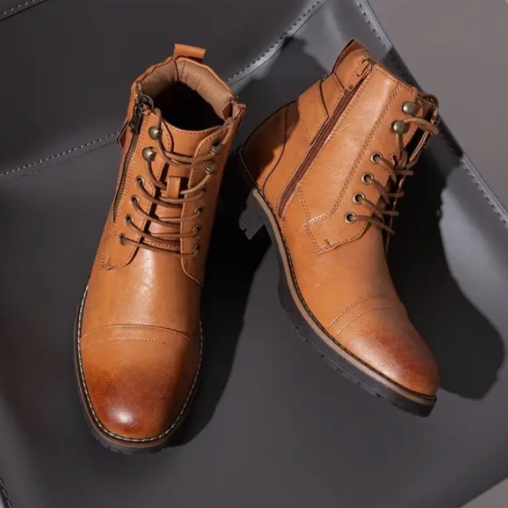 Men Casual Motorcycle, Combat Ankle Dress Boots.